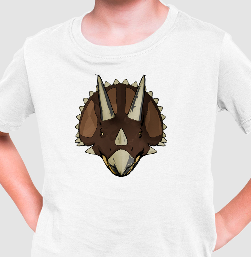 Camisa Algodão Estampada Triceratops Cabeçada Premium 