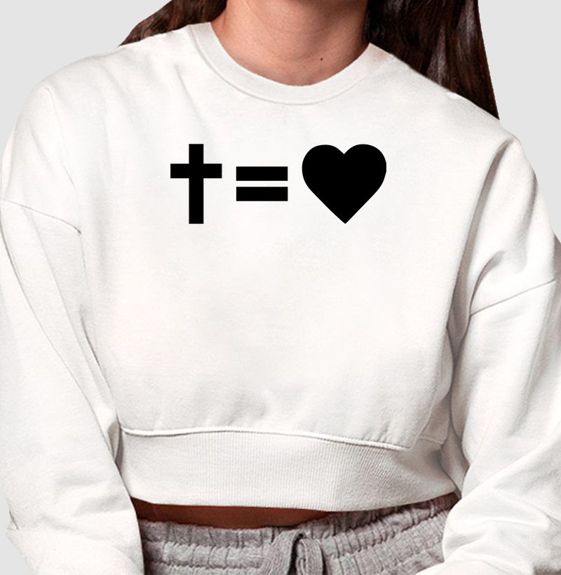 Cropped Moletom Amor Maior ✞ = ♡ (V. Black)