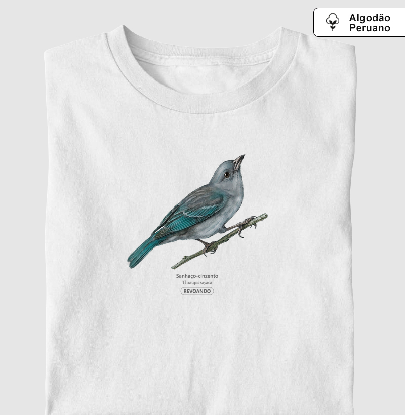 Traços Alados - Sanhaço-cinzento - Algodão Peruano
