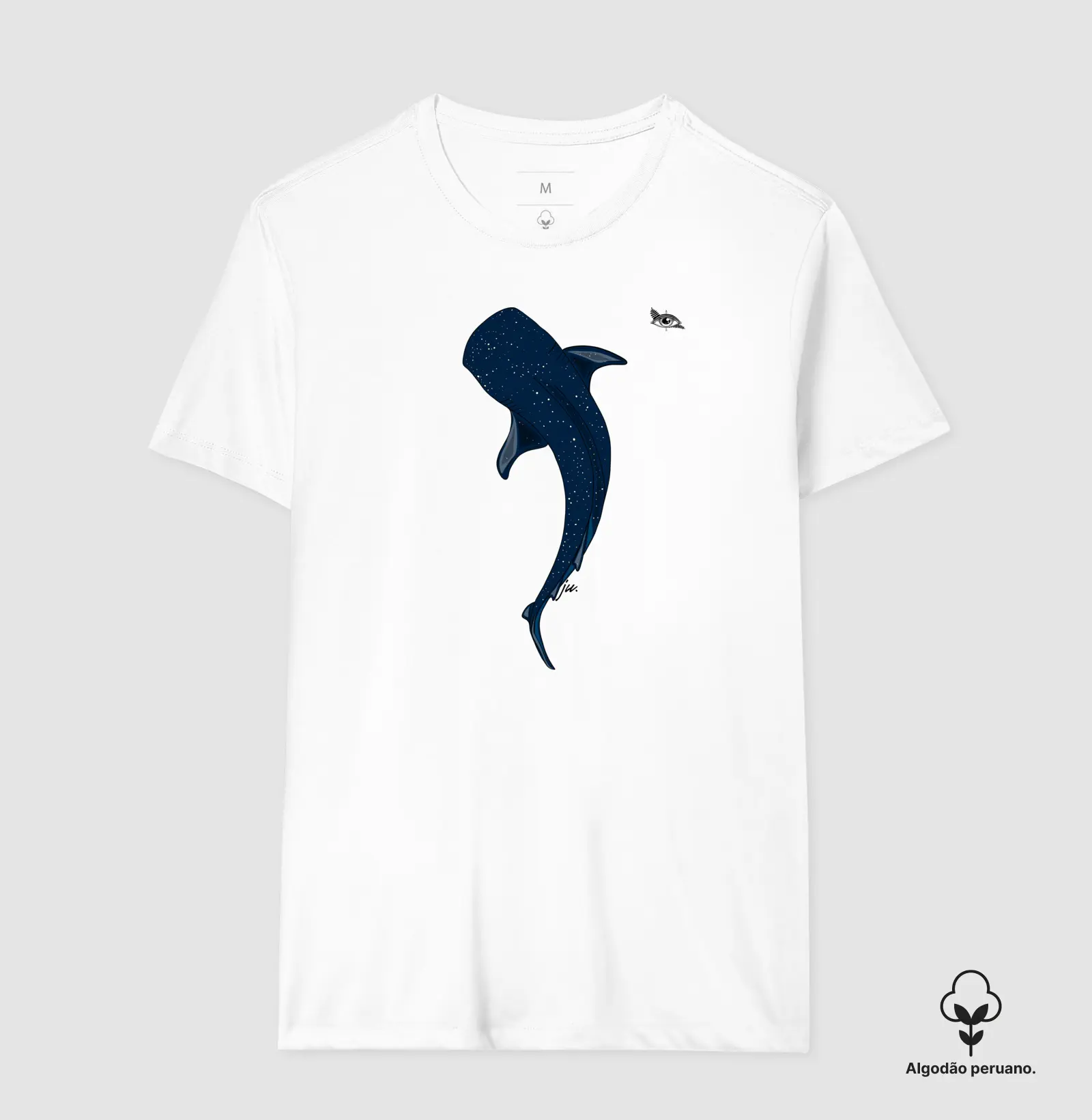 Camiseta Algodão Peruano Tubarão Baleia