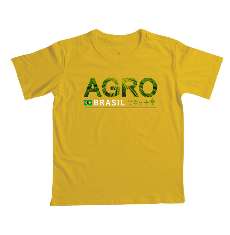camiseta infantil Brasil agro amarela