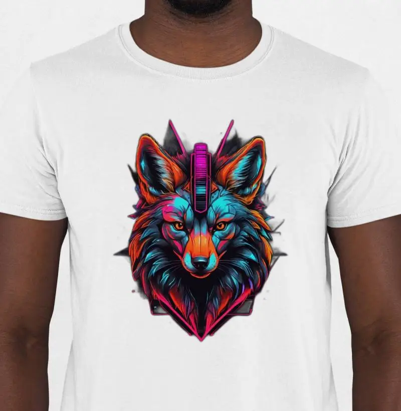 Camiseta Lobo Guará colors azul rosa e laranja colors 