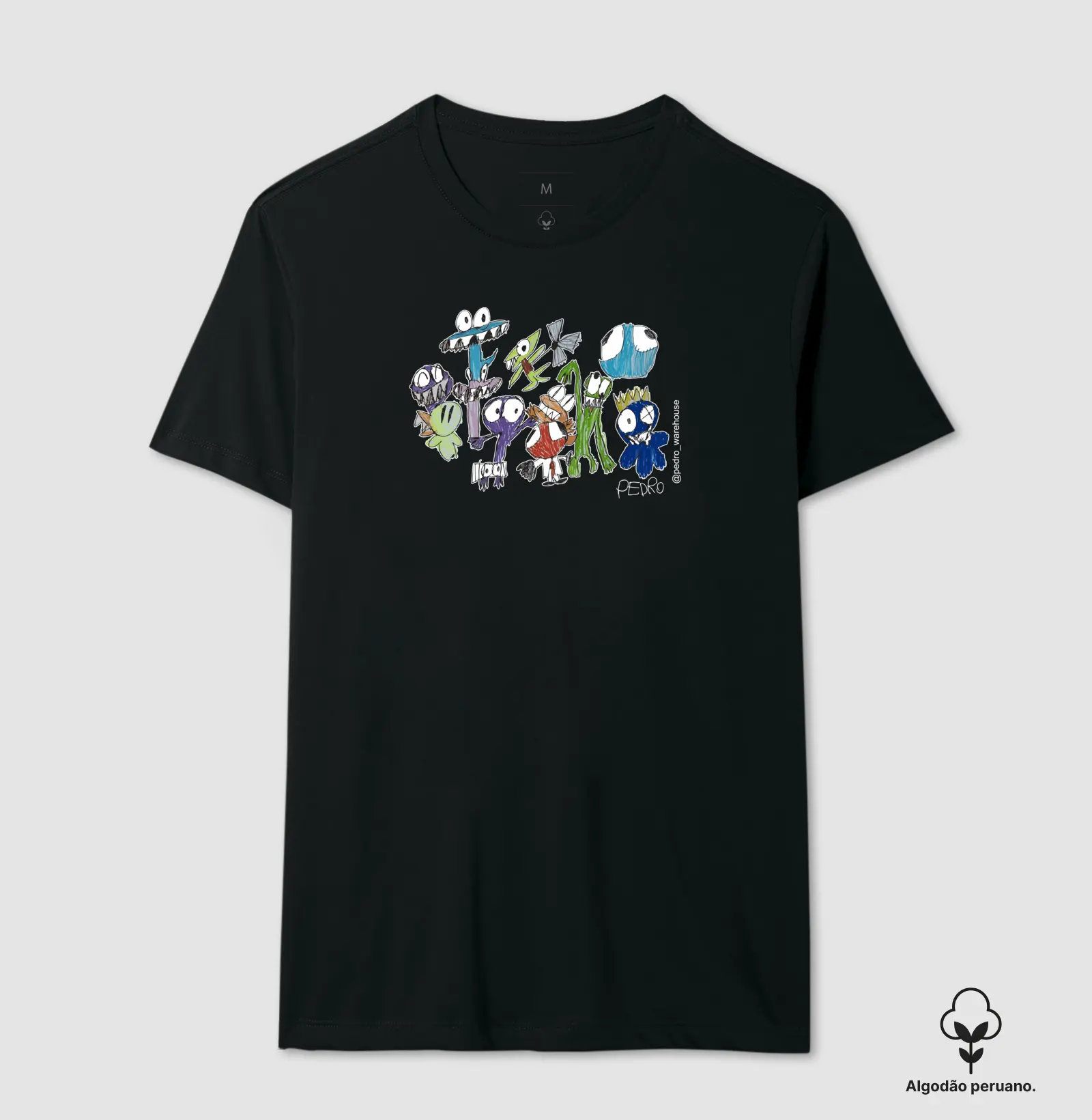 CAMISETA PREMIUM ALGODÃO PERUANO – MONSTROS COLORIDOS