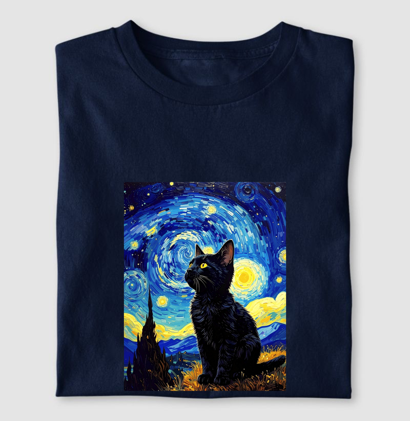 Gatinho e a Noite Estrelada Van Gogh