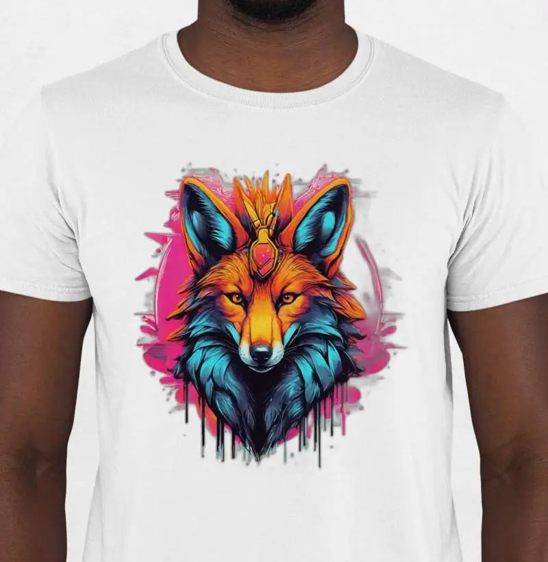 Camiseta Lobo Guará azul e rosa pingente rosa