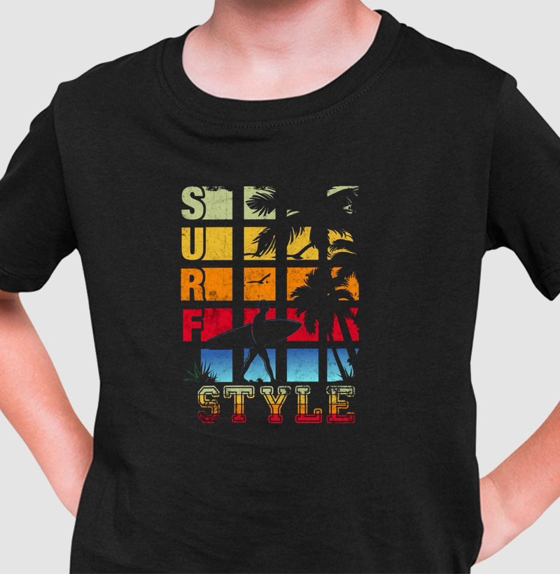 Camiseta Infantil | Estilo Surf Retro Pôr do Sol - Surf For Fun Wear