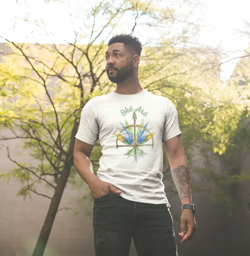 Camiseta Força da Floresta Oxóssi Ancestral 100% Algodão