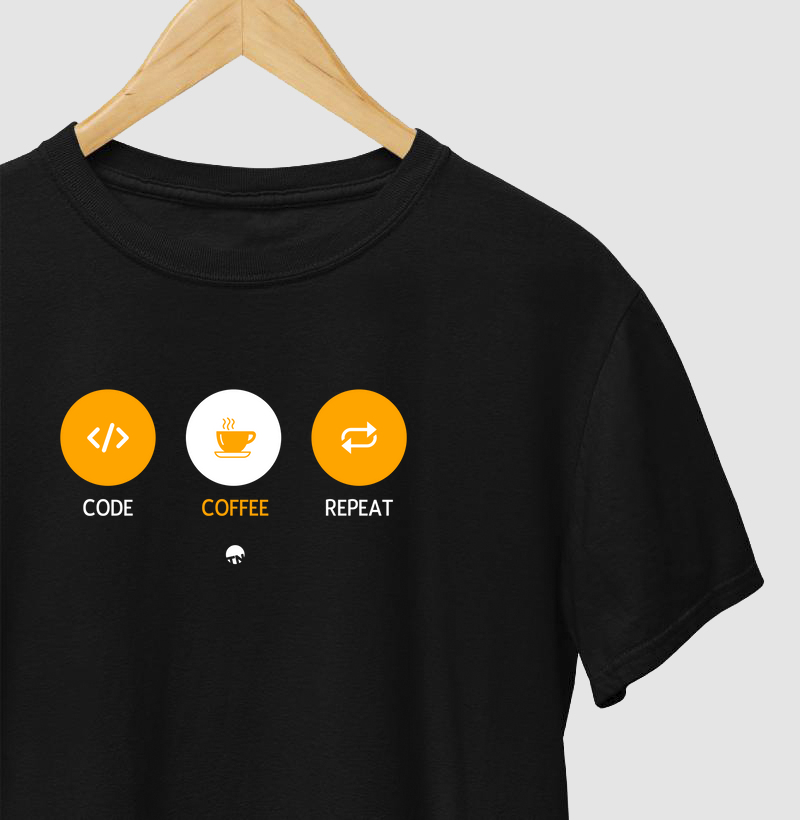 Camiseta Code, Coffee, Repeat