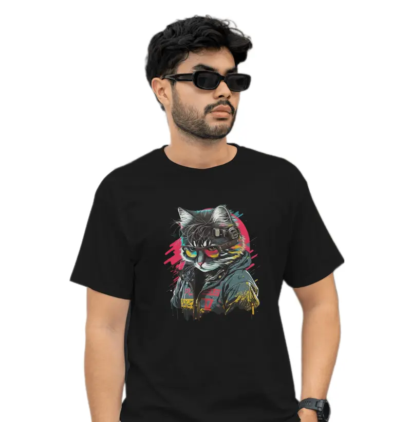 Camiseta Básica Gato Vintage 