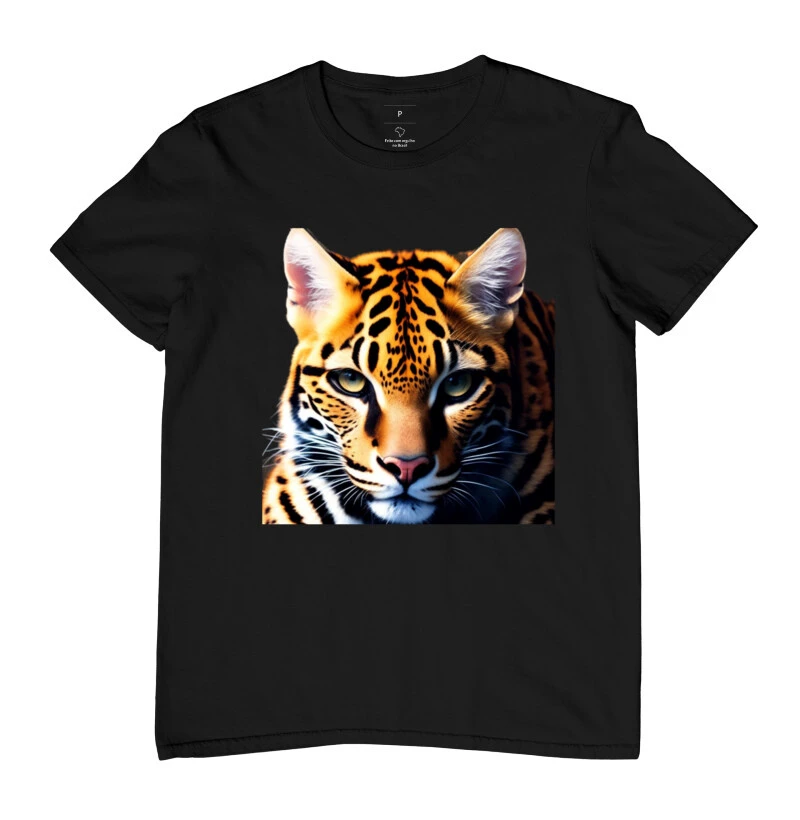 Camisa estampa de jaguatirica simples