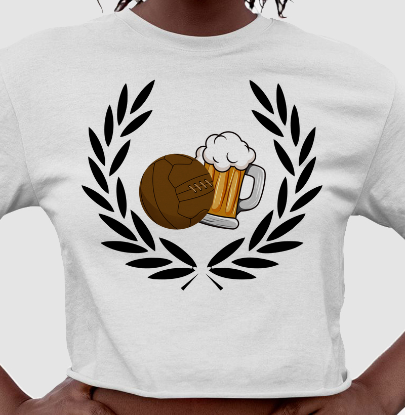Cropped Branca Beer and Football - Branco, Vermelho e Cinza