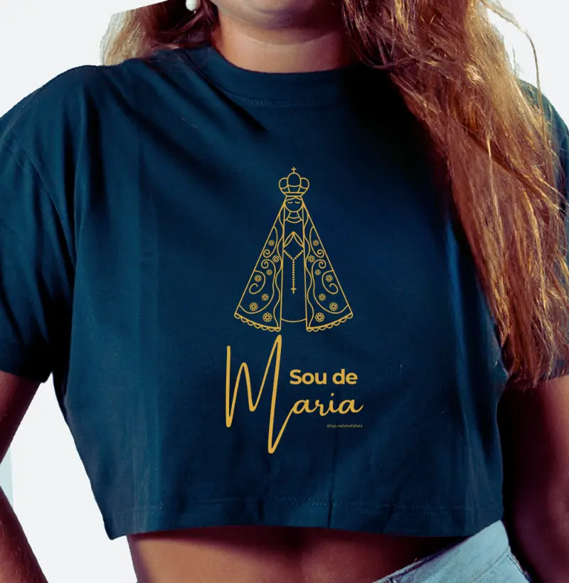 Camiseta Cropped Sou de Maria