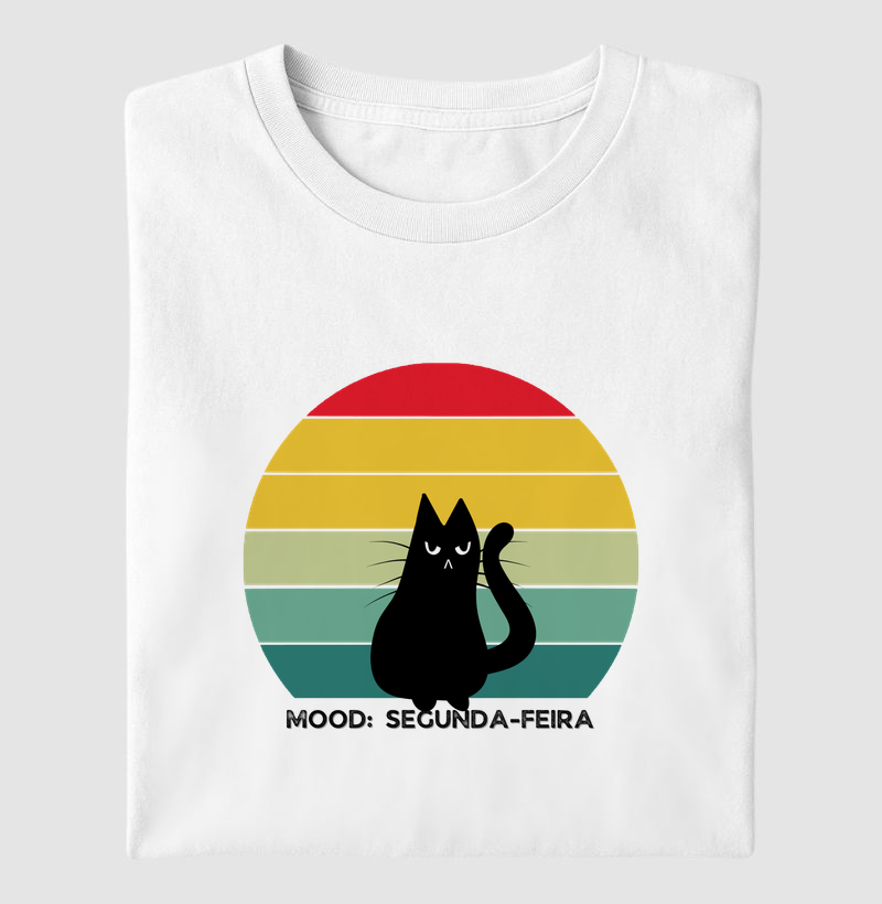 Camiseta MOOD: Segunda-Feira (Gato Mal-Humorado Retrô)