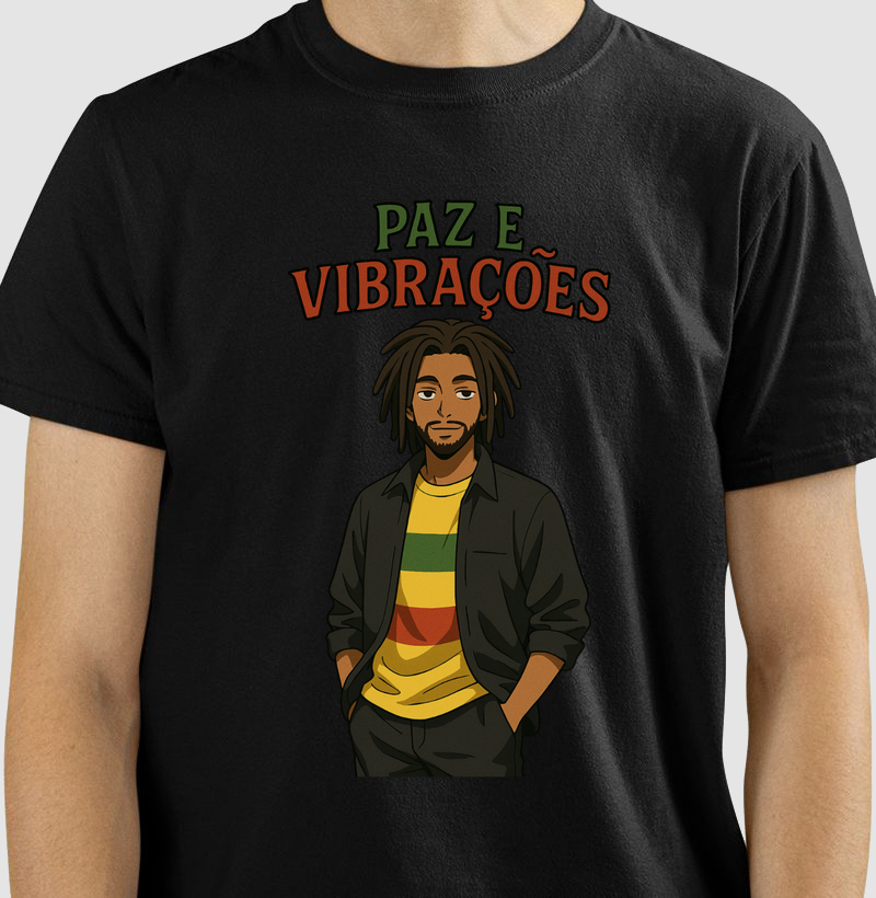 camiseta algodão reggae estilo rastafari