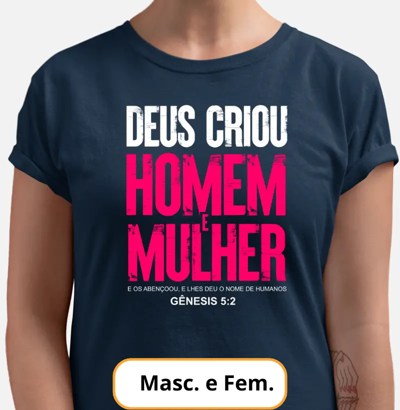Camiseta - Deus Criou Homem e Mulher, Genesis 5-2