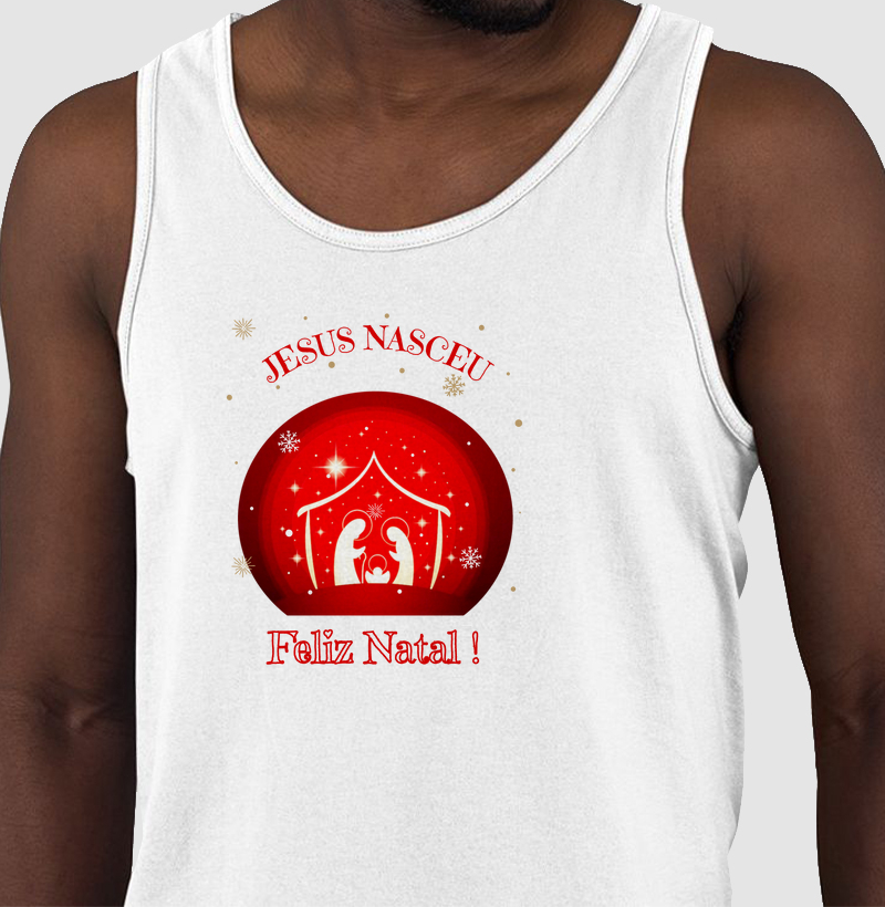 Camiseta de Natal Jesus Nasceu Feliz Natal 