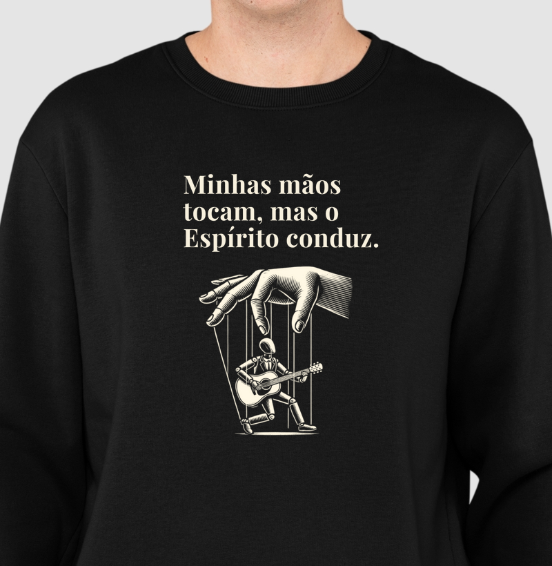 Camisa "Minhas mãos tocam, mas o Espírito conduz."