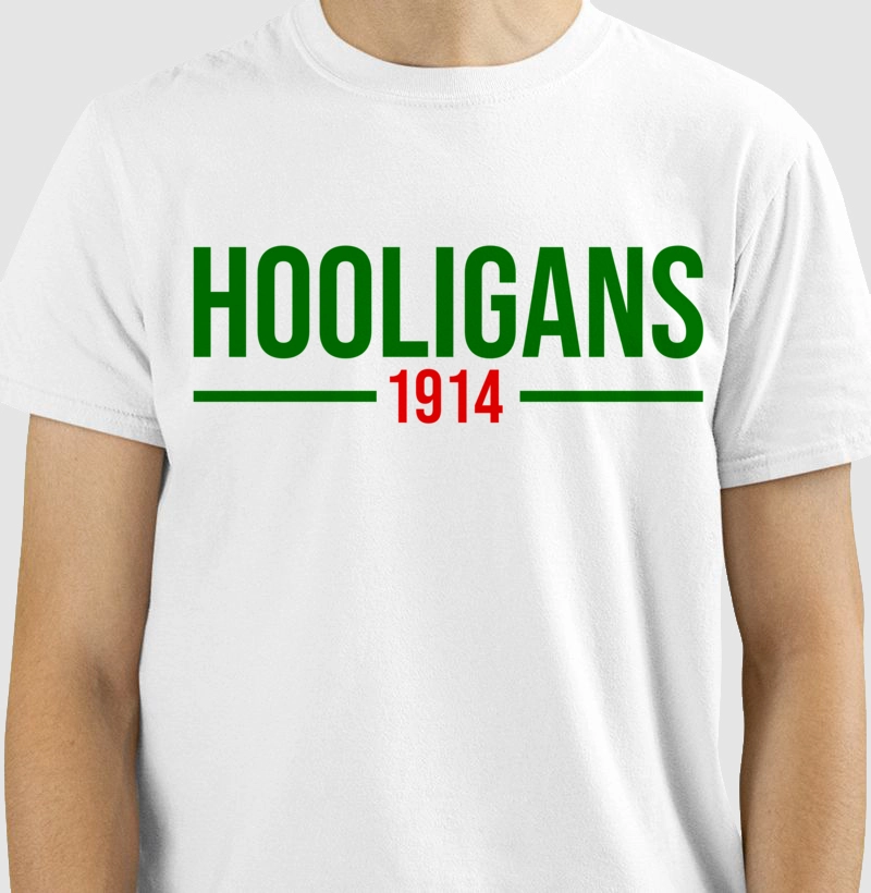 Camiseta Hooligans 1914 - Letras Verdes e Vermelhas