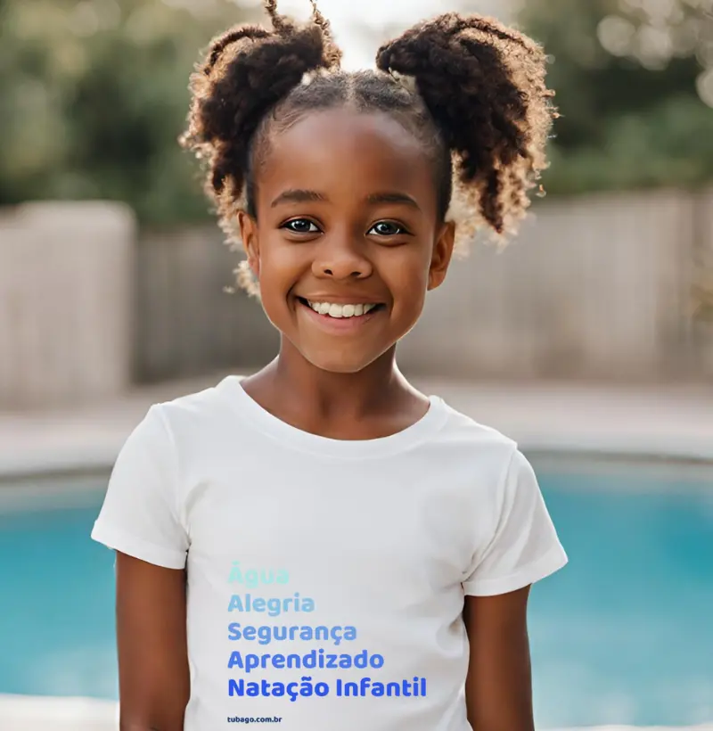 Camiseta Mini Infantil | Água, alegria, segurança, aprendizado, Natação Infantil