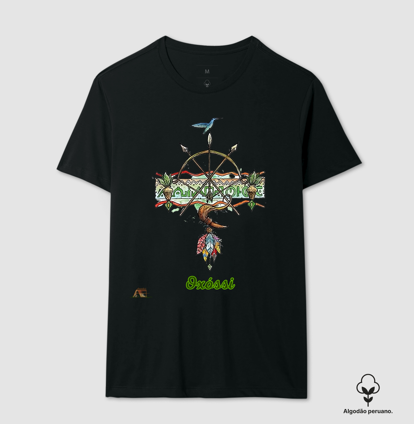 Camiseta Aruanda ê Armas de Oxóssi Conexão com a Natureza em 100% Algodão