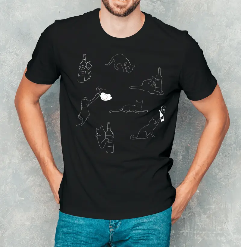 Camiseta Masculina Vinho e Gatinho