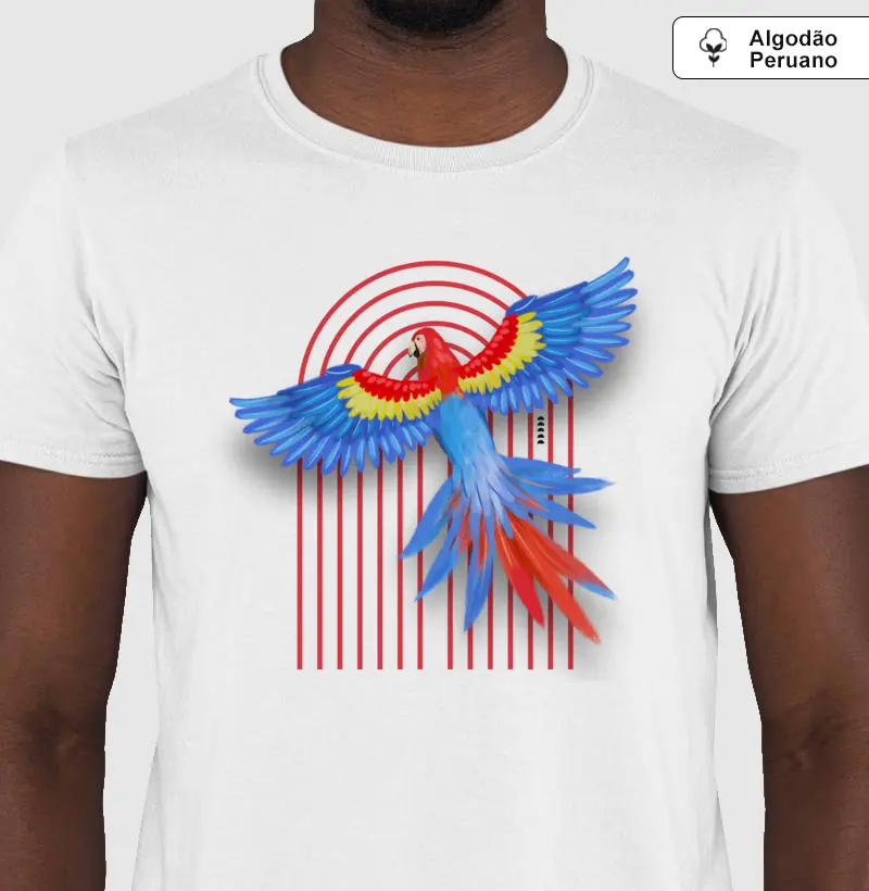 Camiseta Algodão Peruano Arara Azul 