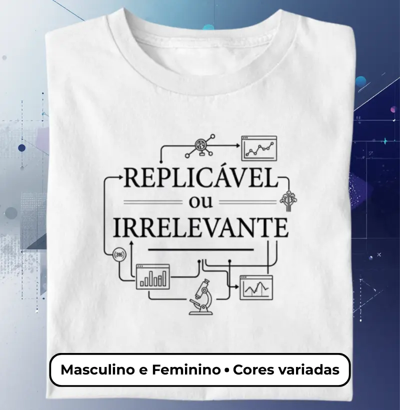 Camiseta 'Replicável ou irrelevante' - Masculino e Feminino
