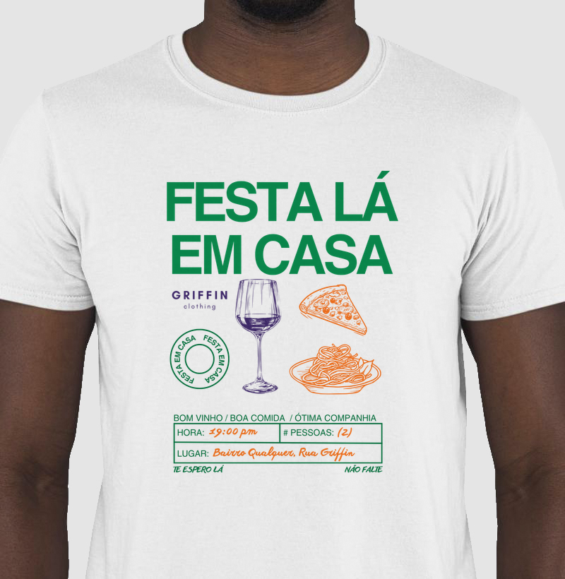 CAMISETA FESTA LÁ EM CASA