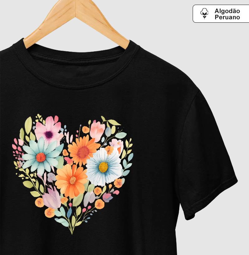 Coração em Flor - Algodão Peruano