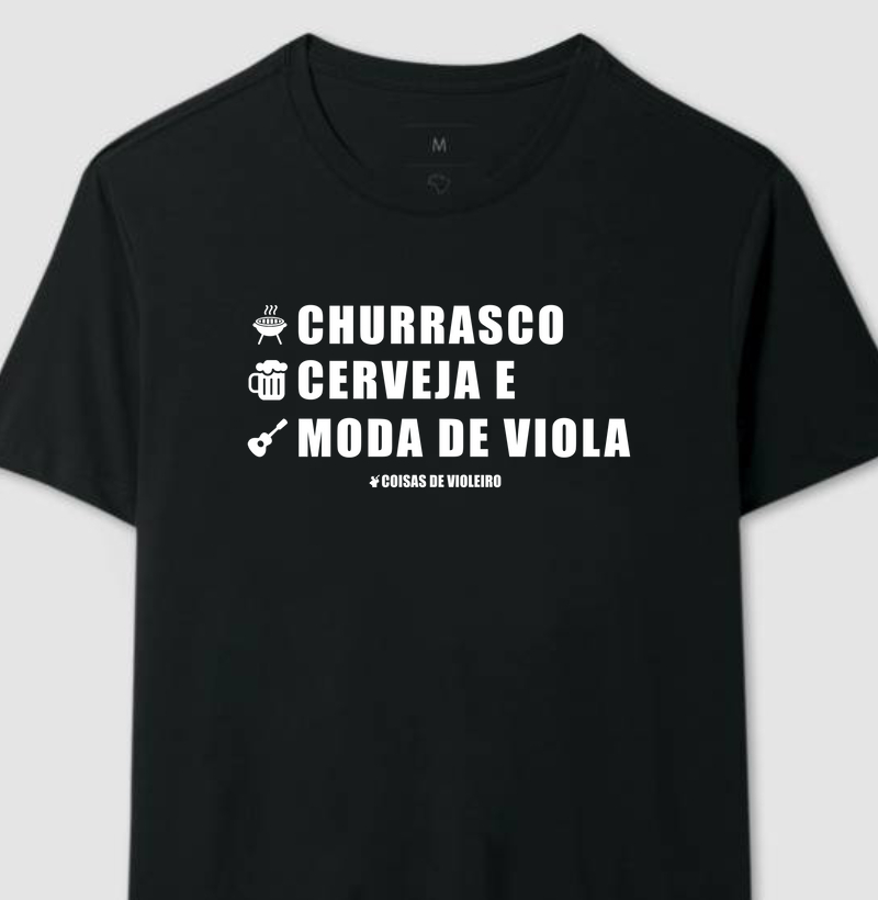 Camiseta Churrasco, Cerveja e Moda de Viola