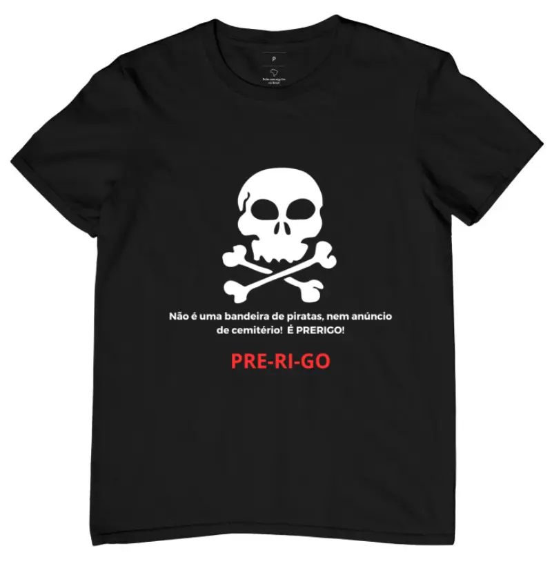 Não é uma bandeira de piratas, nem anúncio de cemitério! É prerigo!