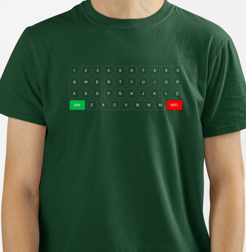 Camiseta Teclado Inclusivo com as teclas SIM e NÃO | Masculina | verde