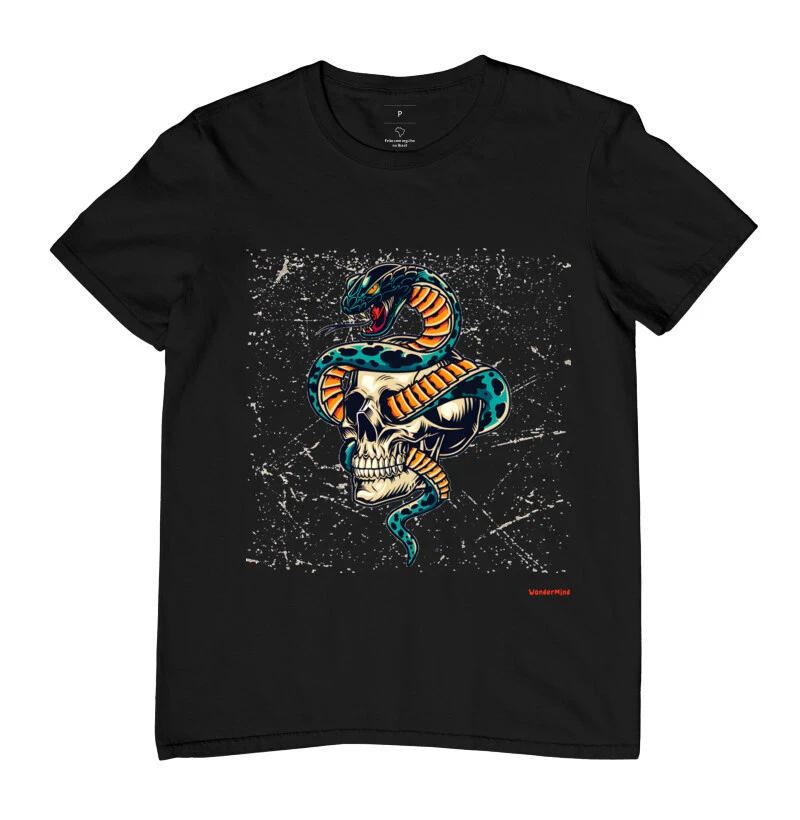 T-shirt Caveira e Cobra