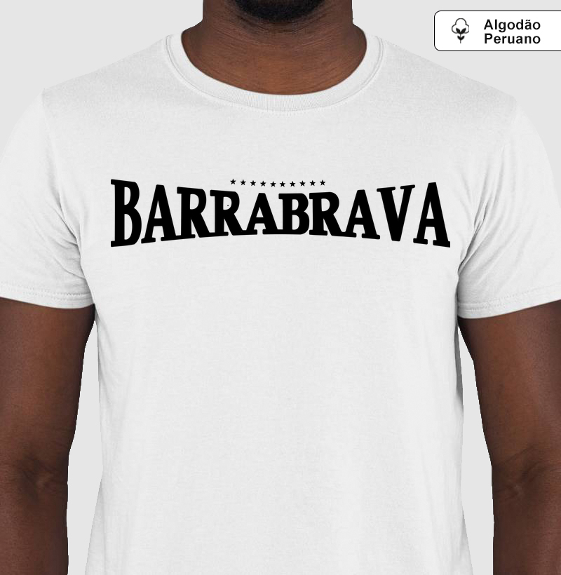 Camiseta Barra Brava - Algodão Peruano - Branca, Azul 