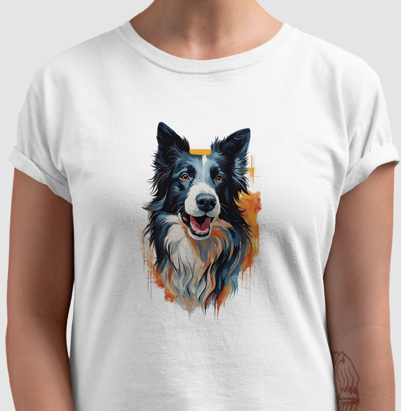 Camiseta Border Collie aquarela
