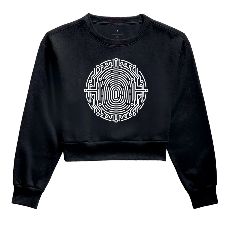 Digital Circuit Fingerprint: Moletom Cropped - Conecte-se com o Futuro