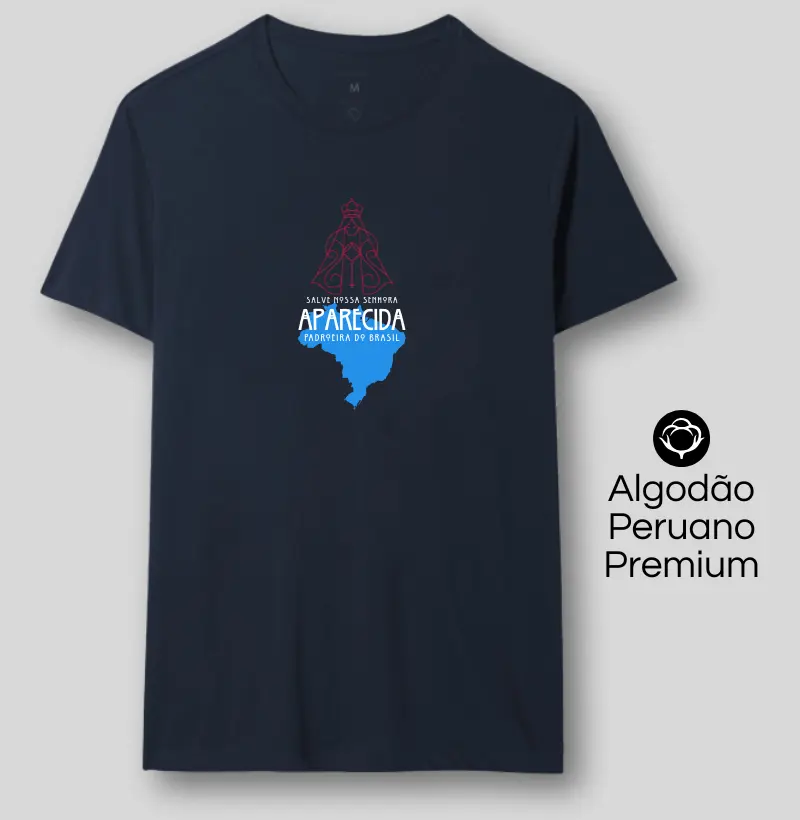 Estampa N.S Aparecida Padroeira do Brasil Azul Mar. Masc.