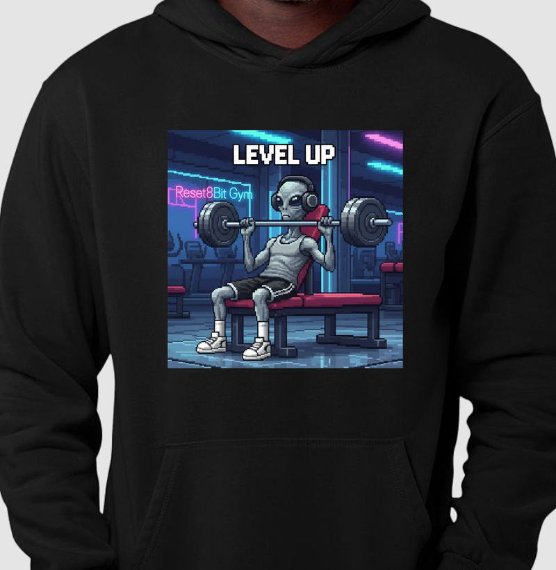 Hoodie Moletom Gym Level Up Reset8Bit