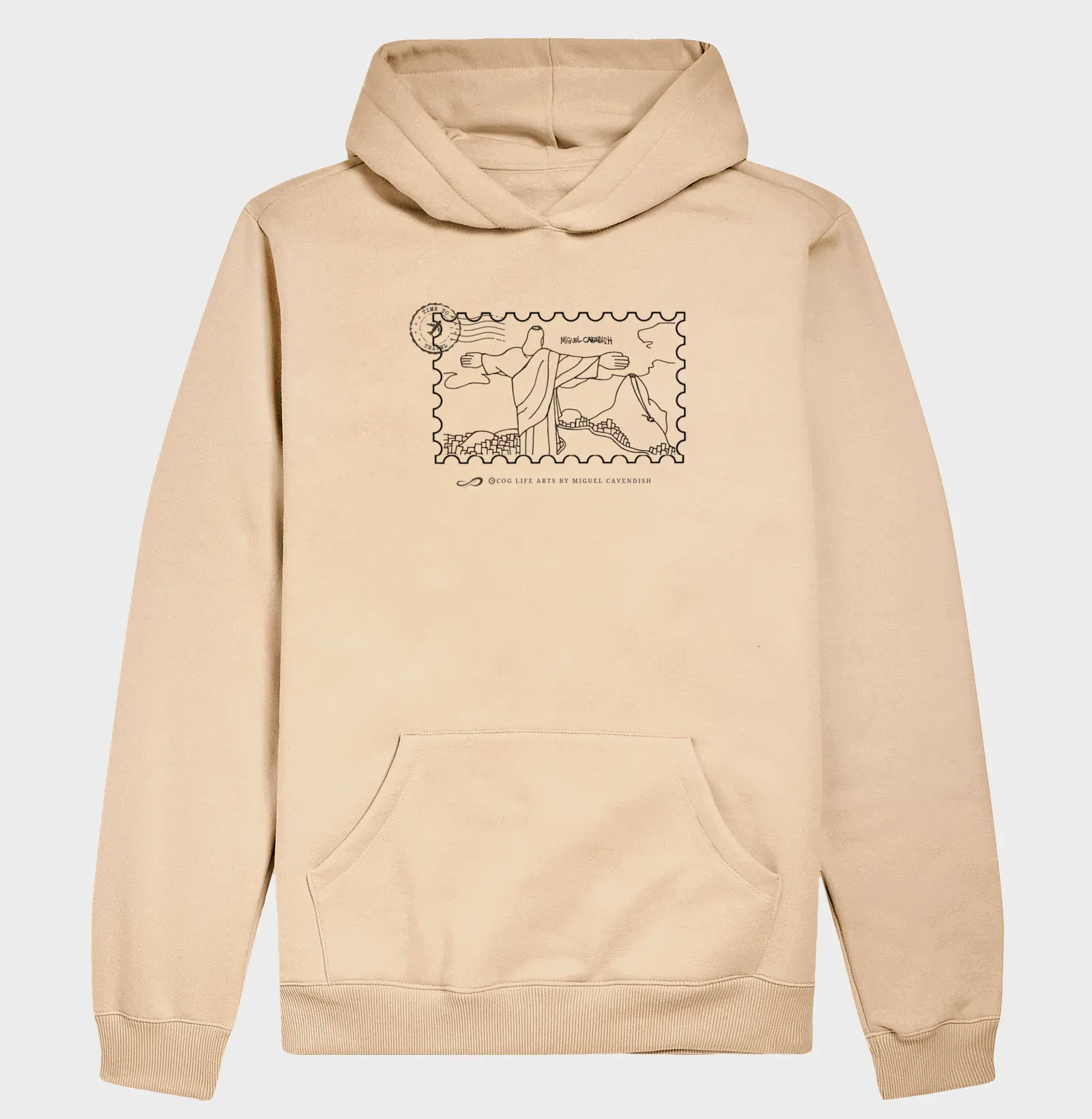 Moletom Hoodie Cartão Postal Cristo Preta by Miguel Cavendish 