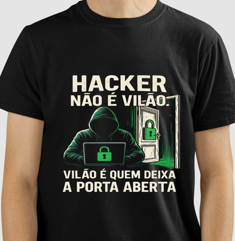 Camiseta Hacker Não É Vilão – A verdade cibernética com estilo e atitude