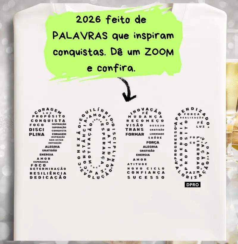 2026 criado com palavras que simbolizam fé, foco e superação.