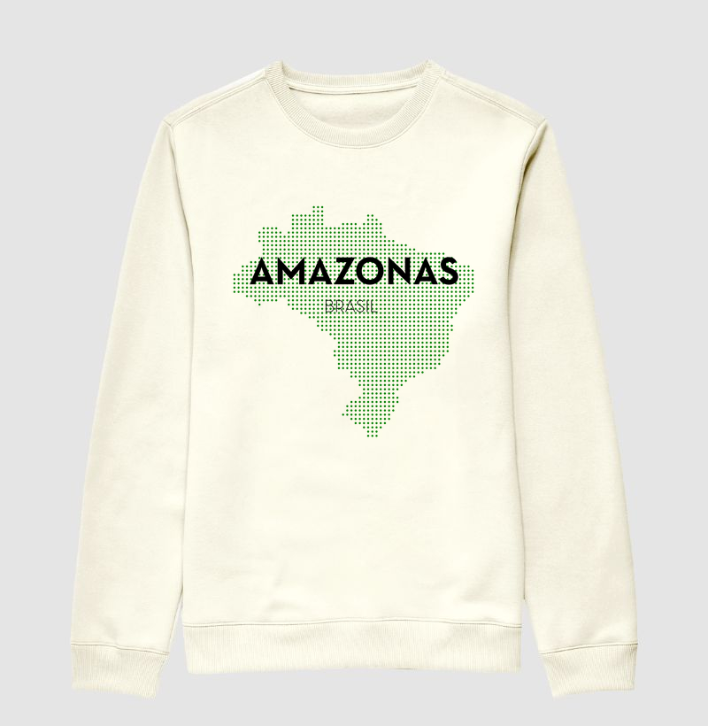 Suéter Slim de Moletom Amazonas Estado Mapa Brasil