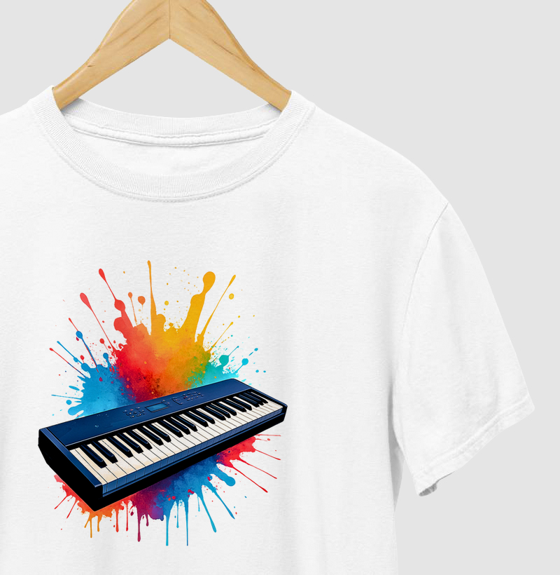 Camiseta para Tecladista – Cores que Tocam a Alma