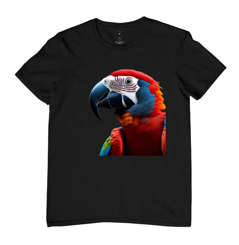 Camisa estampa de arara vermelha close