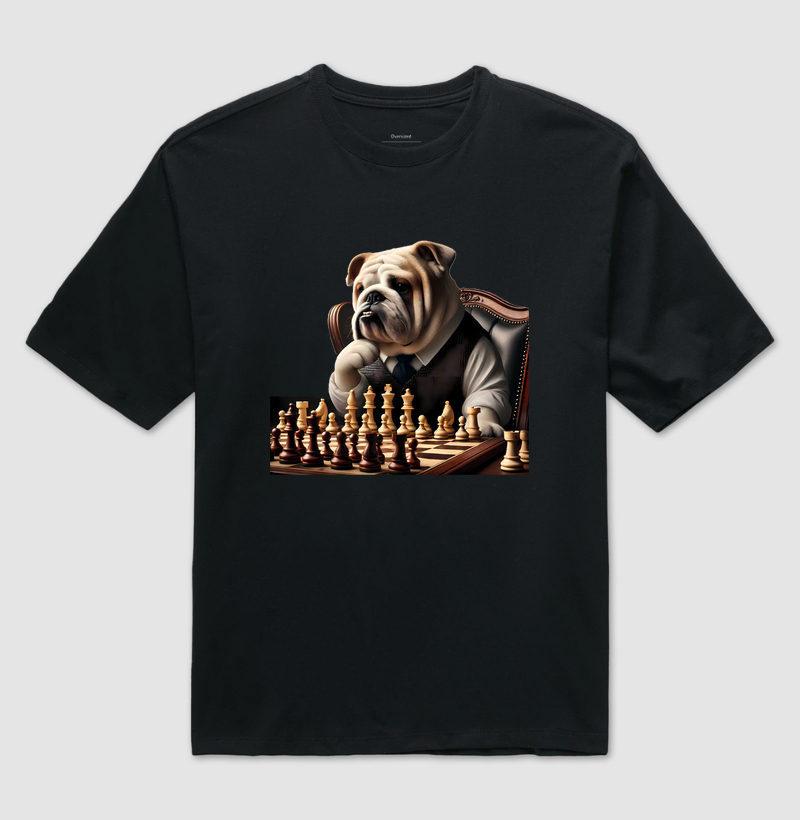 Bulldog jogando xadrez