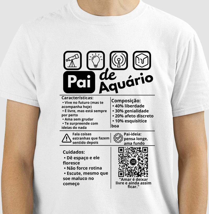 Camiseta Pai de Aquário – Livre, Genial e Inesquecível