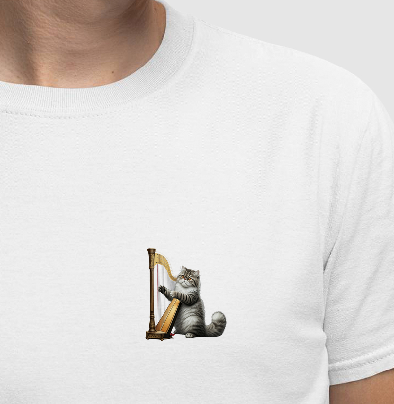 T-shirt Gato Harpista Minimalista