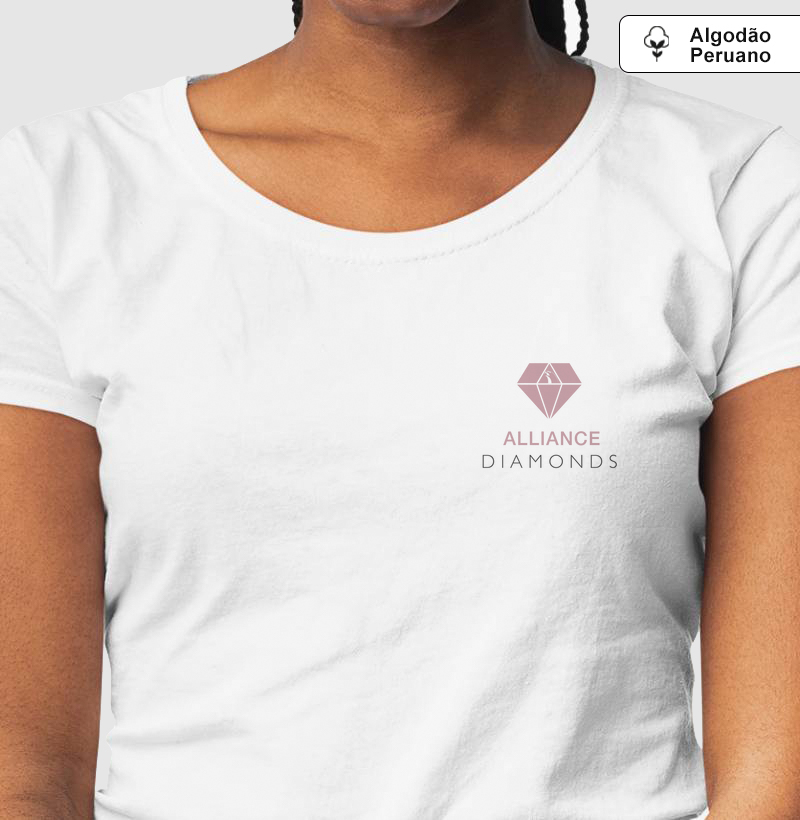 Camiseta Alliance Diamonds - Logo pequeno Rosa I Branco