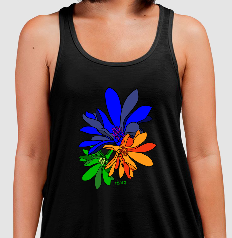 Flores azul, verde,laranja