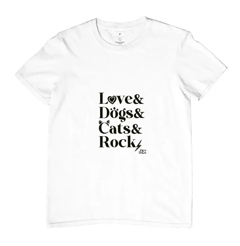 Camiseta Love Dogs Cats and Rock